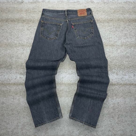 Levis Jeans 501 Regular Straight Fit Iron Grey Wash Denim Red Tab